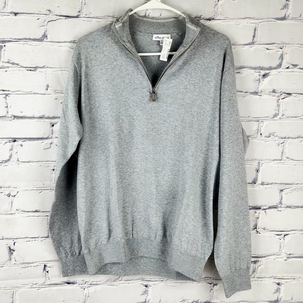 Peter Millar Light Gray Quarter-Zip Pullover